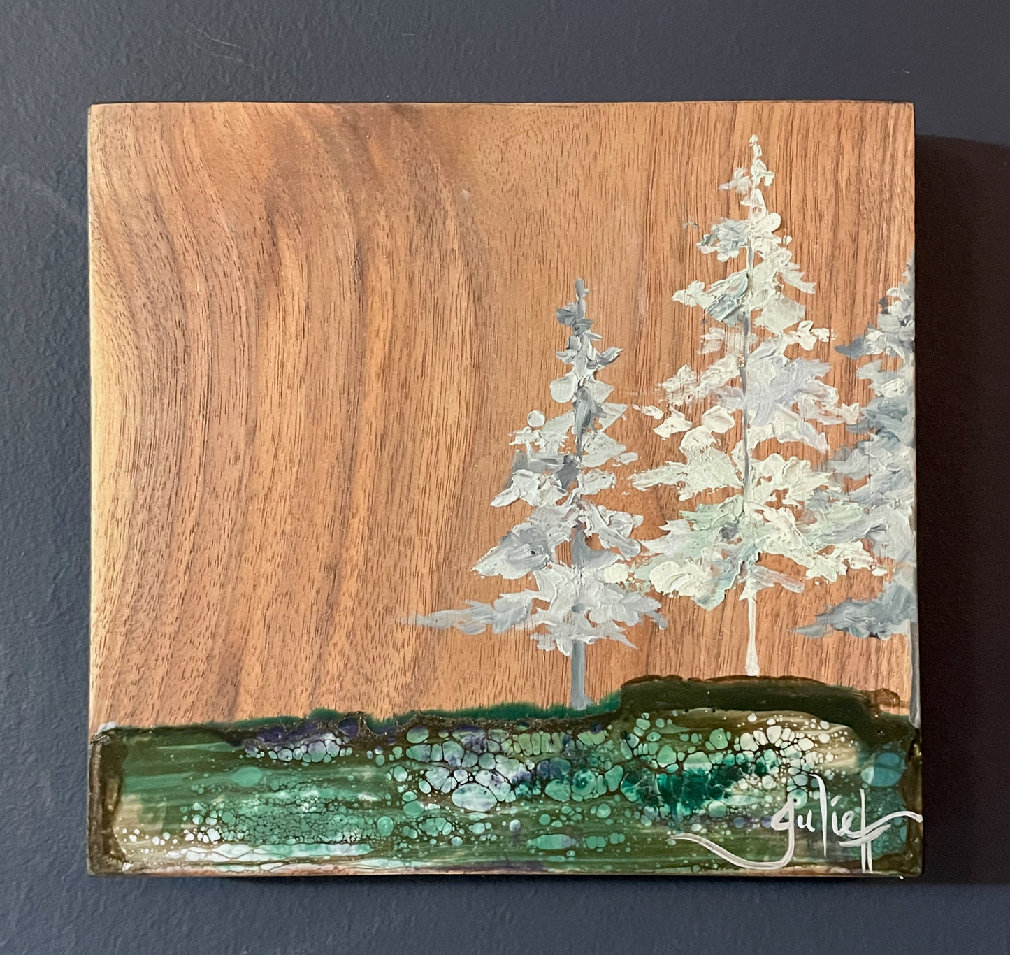 The Quiet Wins - Mixed Media Painting on Walnut