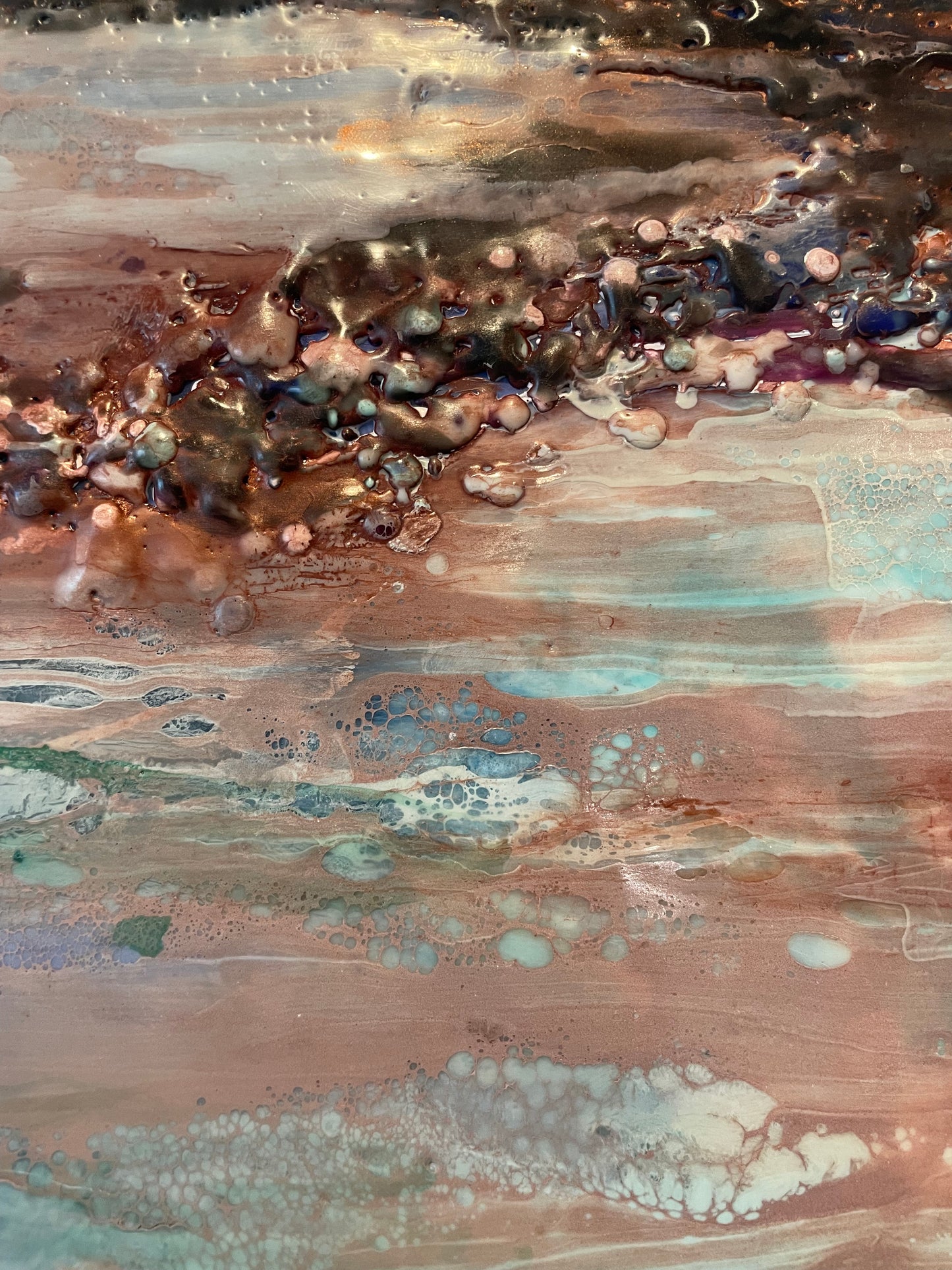 River's Edge, Encaustic Painting on Wood