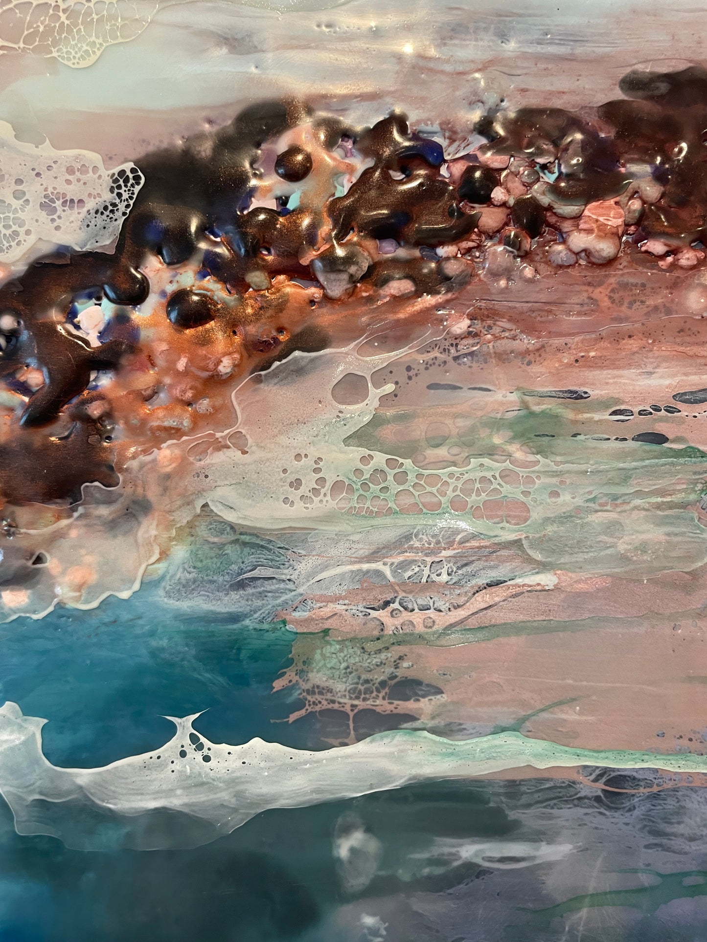 River's Edge, Encaustic Painting on Wood