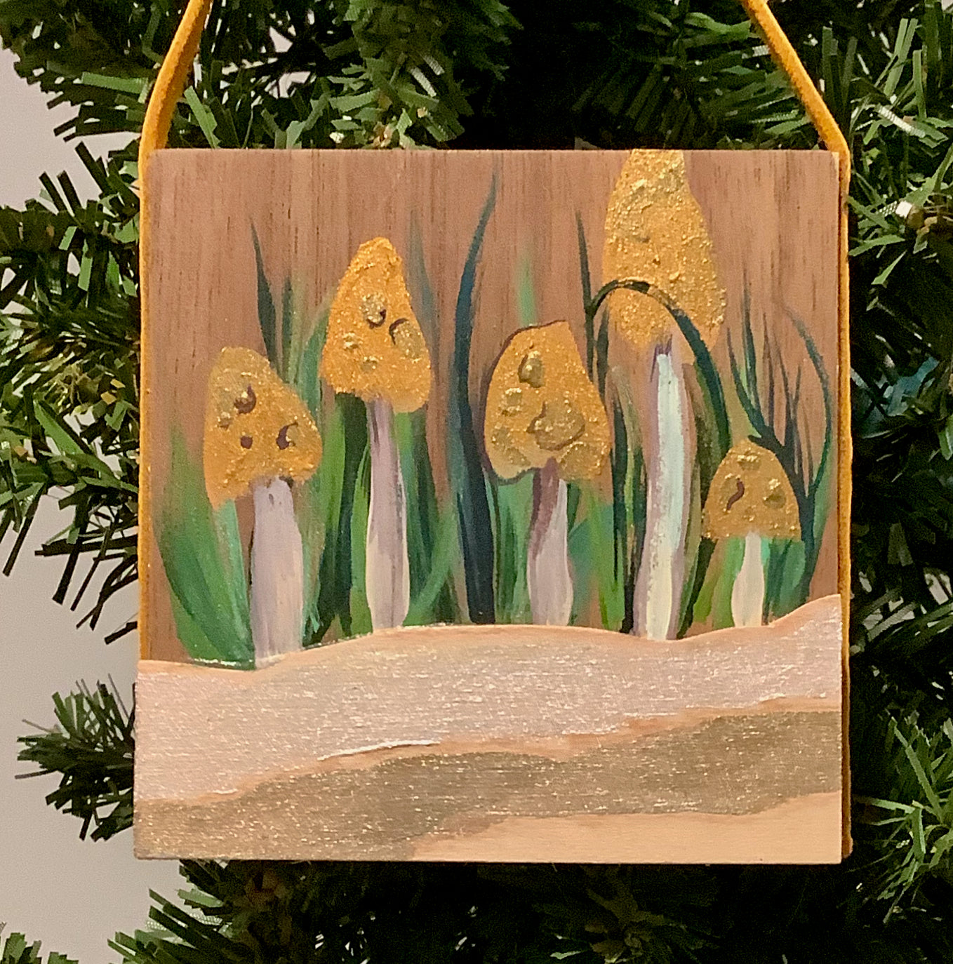 Autum 'Shroom Wooden Christmas Ornament