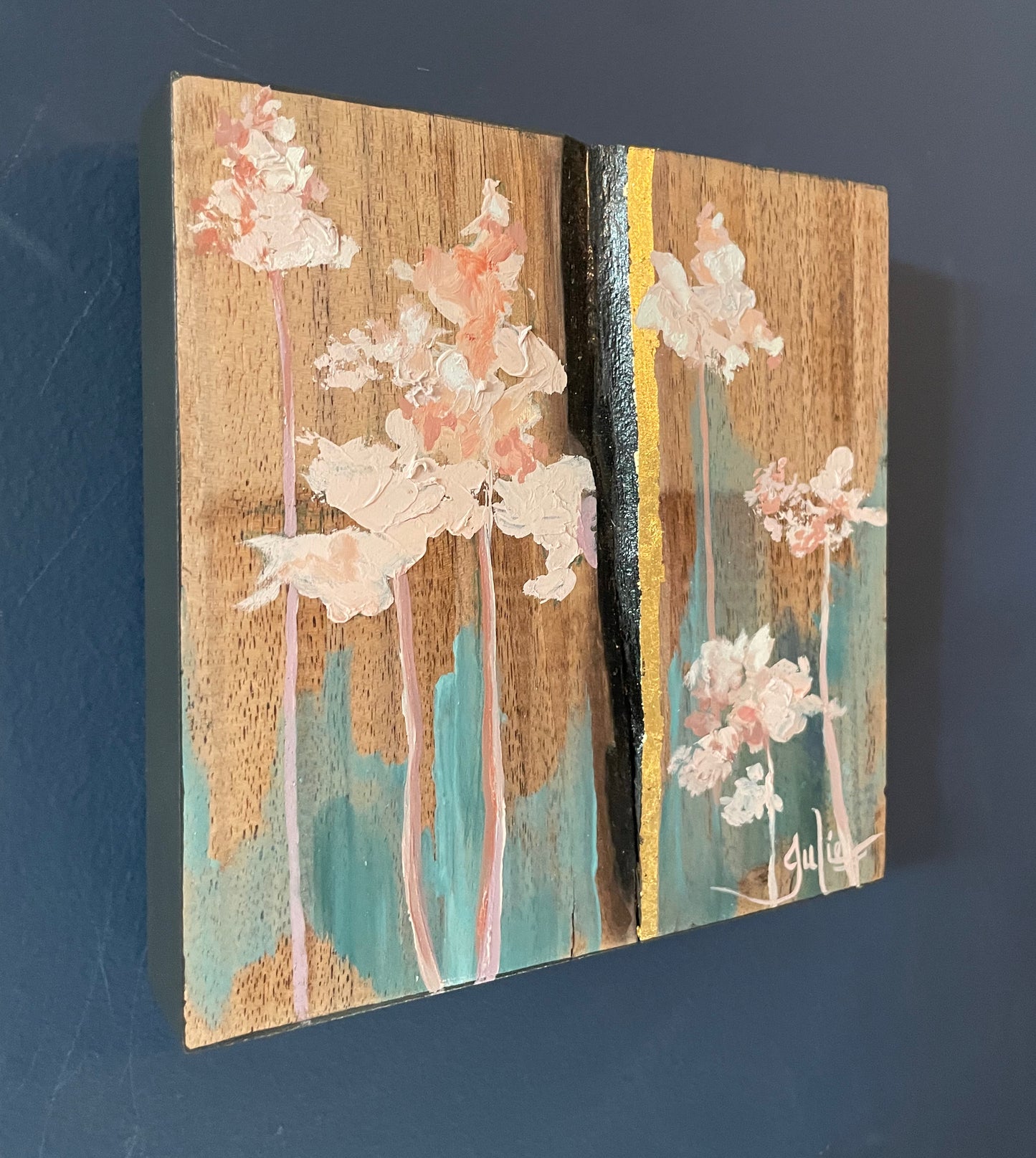 Between Stillness and Strength - Solid Walnut Mixed Media Painting