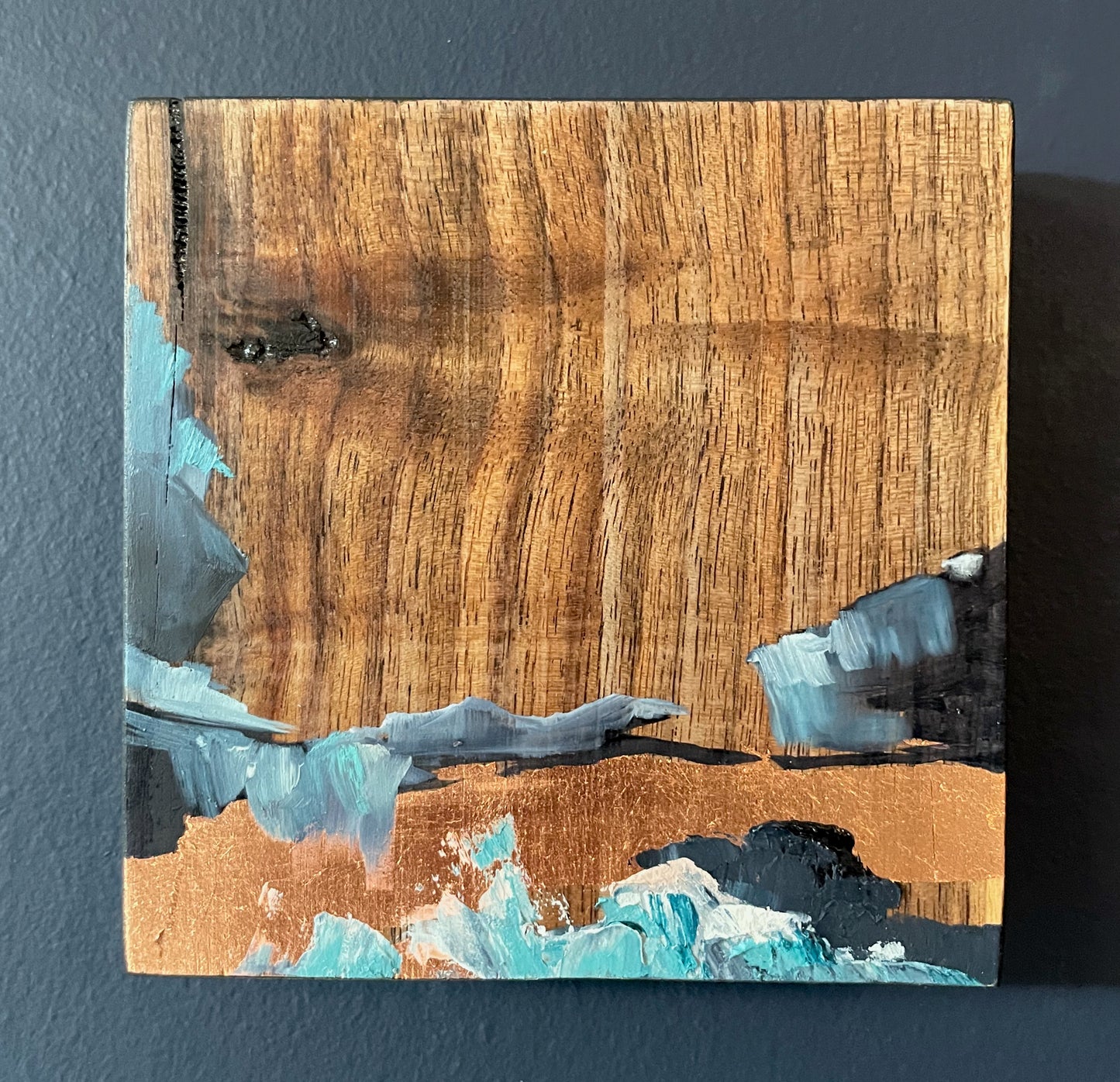 Blue Root, Pale Root - Mini Solid Walnut Painting