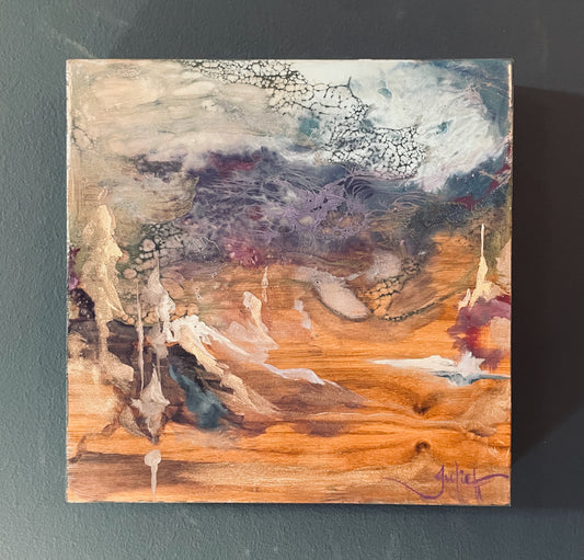 Demons Don't Dream - Mixed Media Painting on Walnut