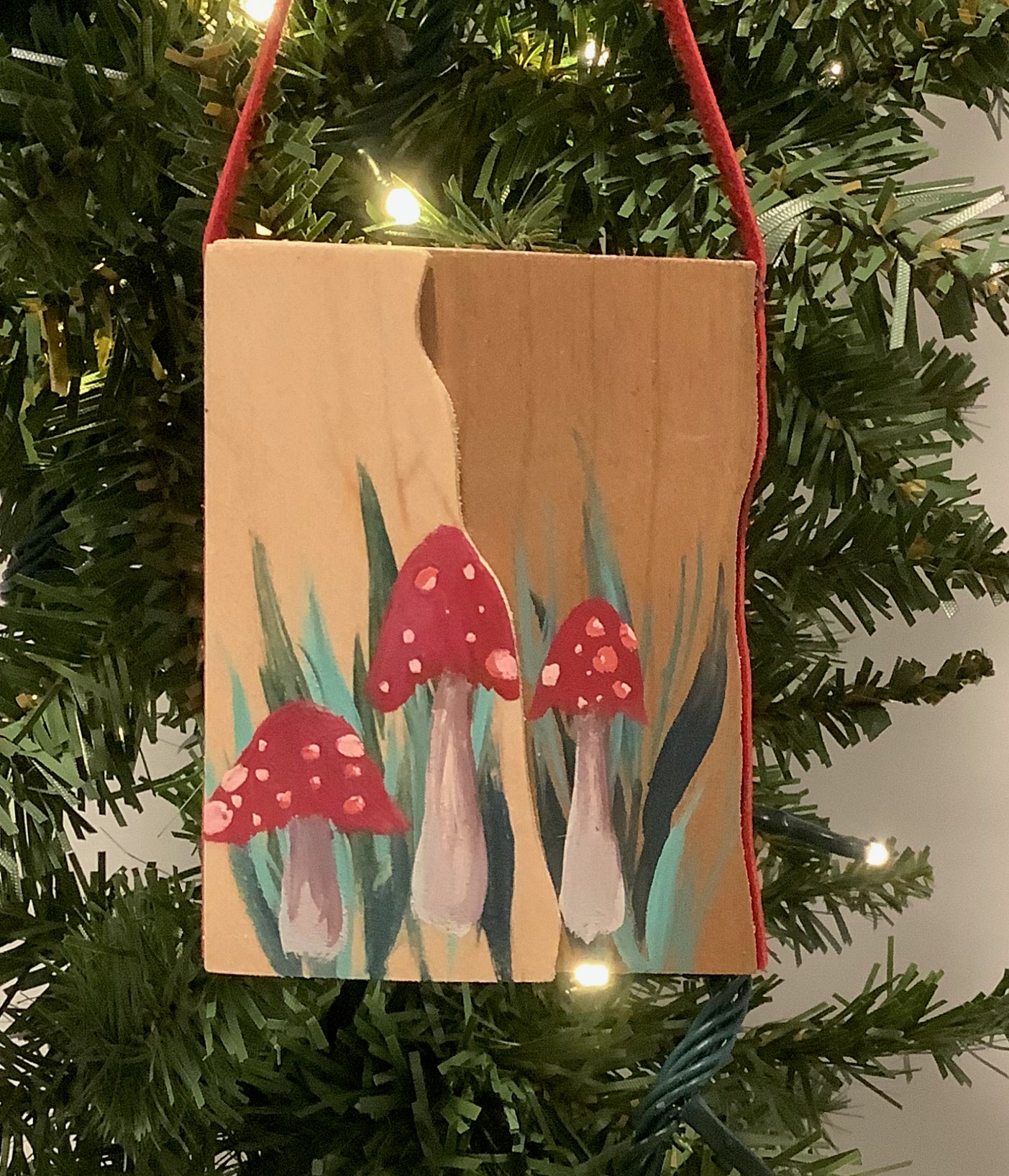 Fantasy Shroom Wooden Christmas Ornament