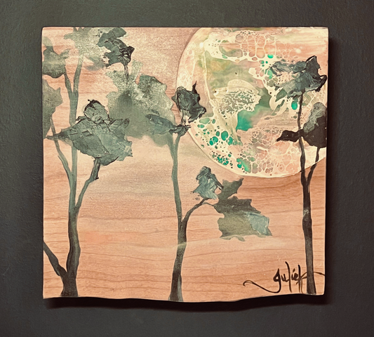 Held by Light - Encaustic Moon Painting