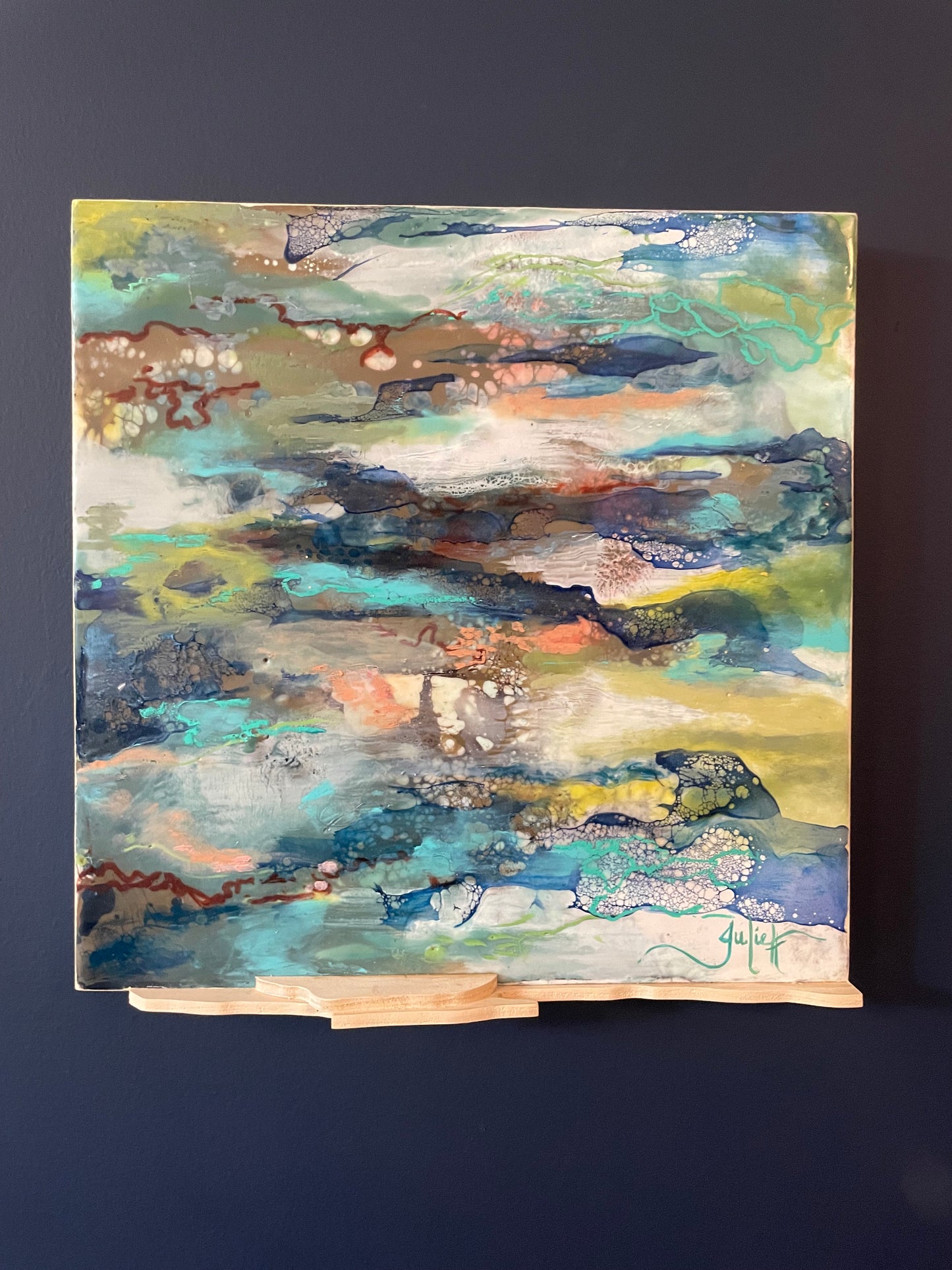 Seafoam Shadow, Encaustic Water Painting