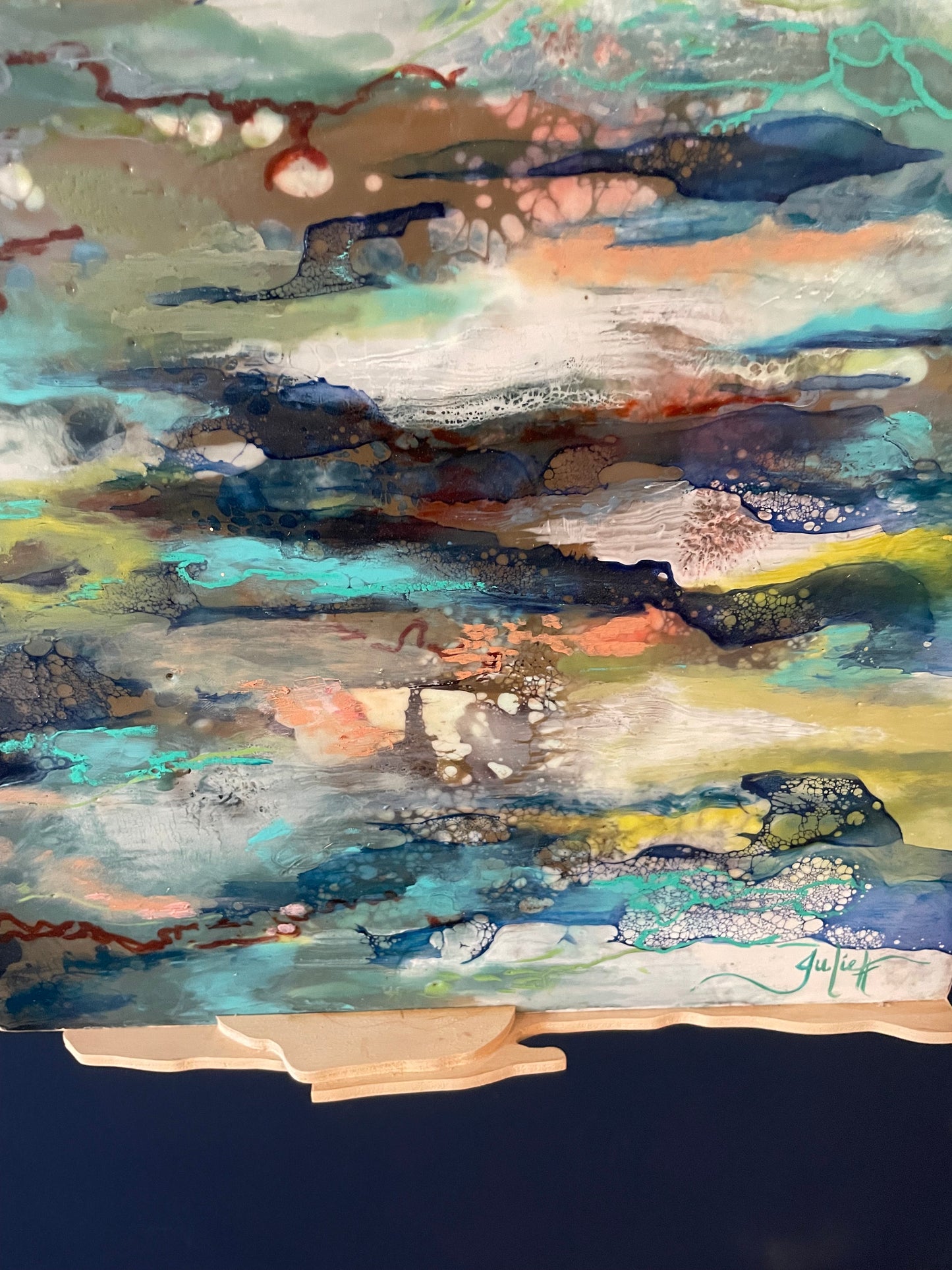Seafoam Shadow, Encaustic Water Painting