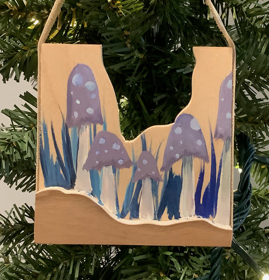 Lavendar Cap Wooden Christmas Ornament