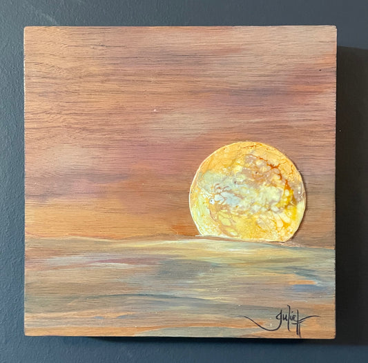 Light finds it's Way Home - Mixed Media Painting on Walnut
