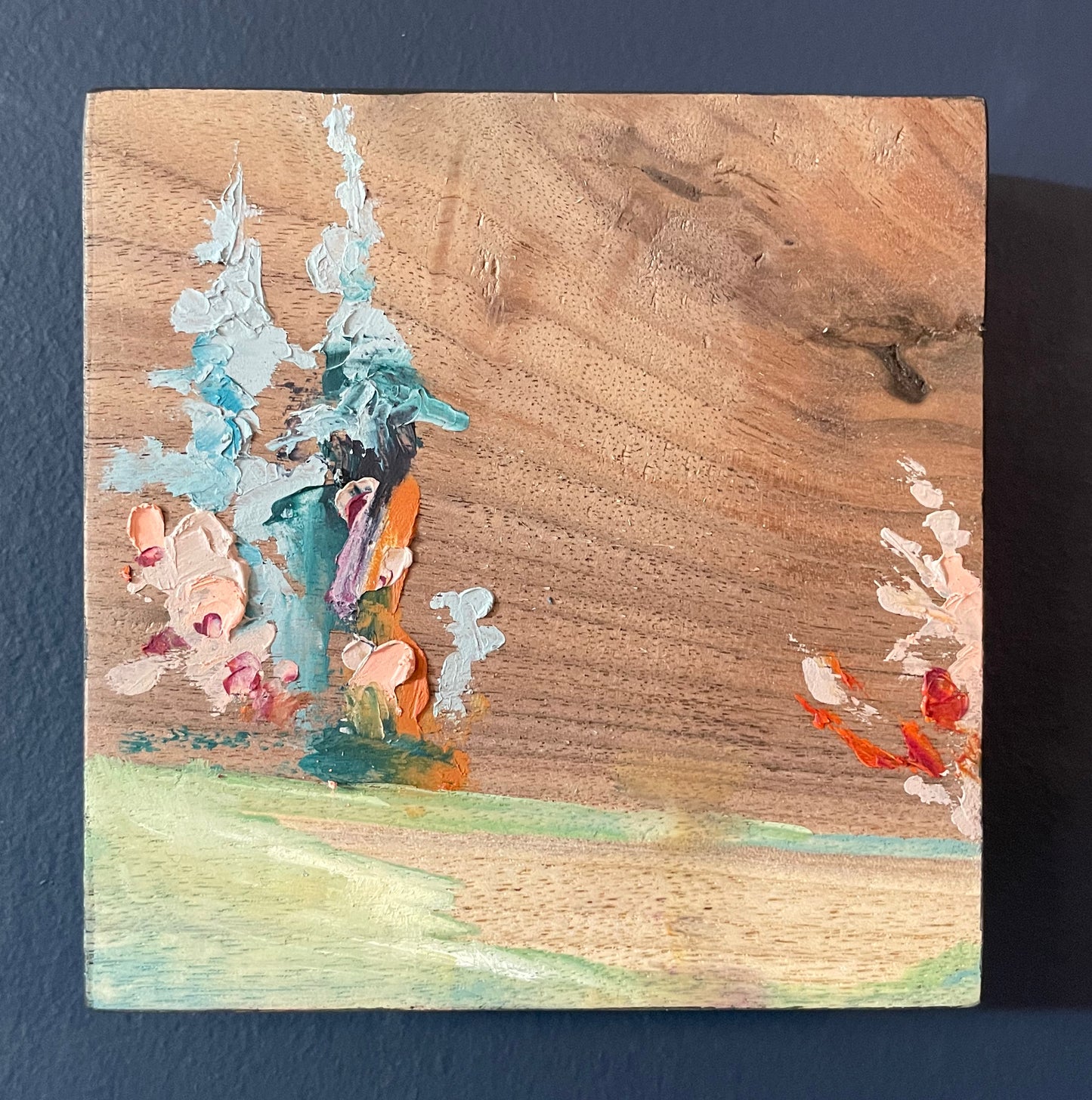 Linger Here - Mini Solid Walnut Painting