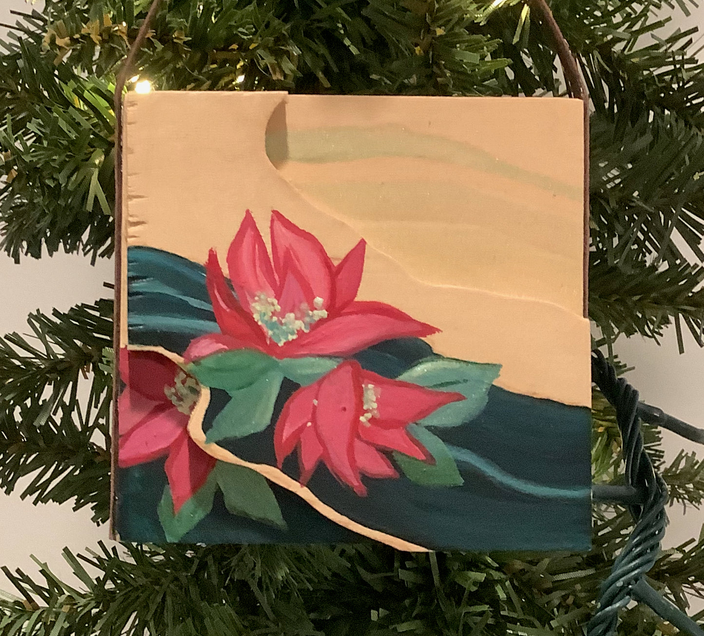 Seasons Bloom Wooden Christmas Ornament