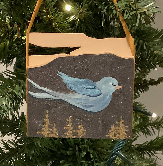 Wild Blue Wooden Christmas Ornament