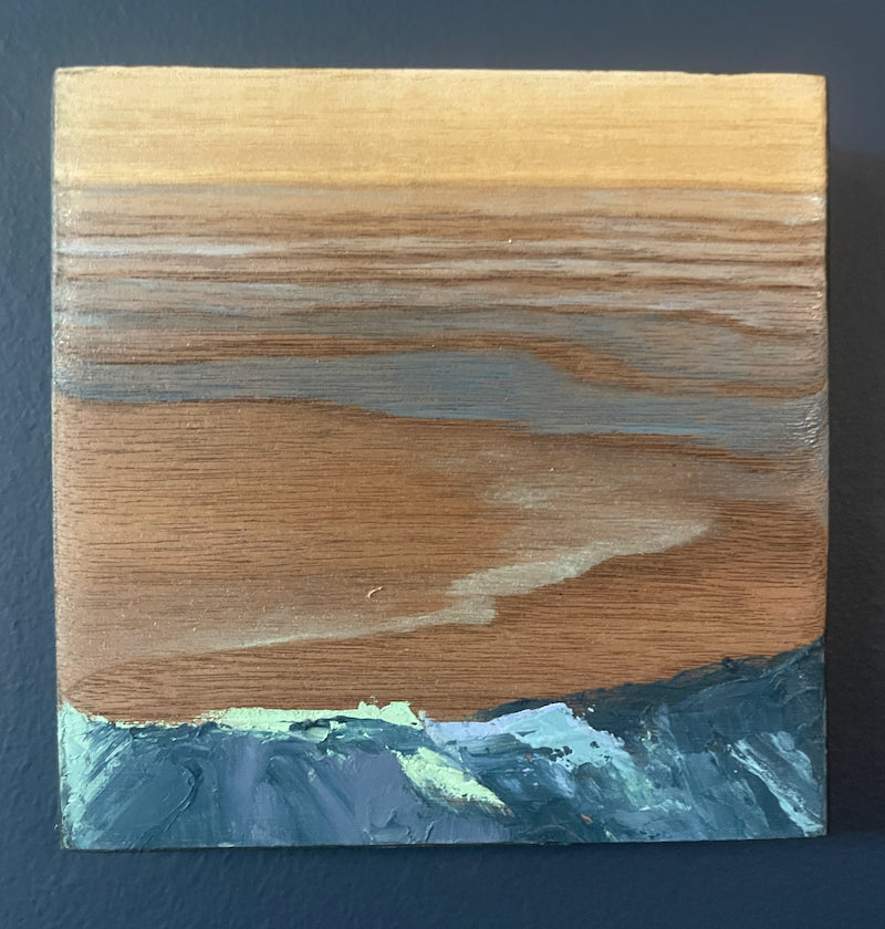 Wavecrest, Ocean Painting on Walnut